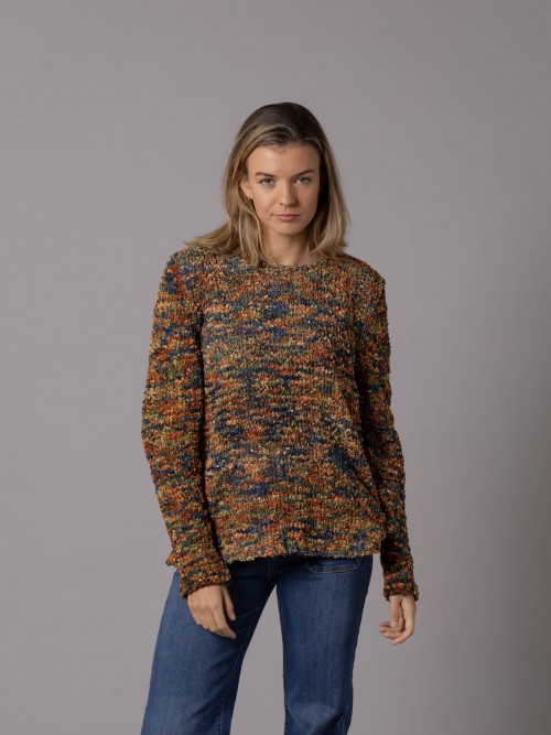 Woman Combined yarn mix sweater Green