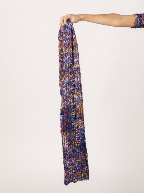 Woman Combined yarn mix scarf Blue