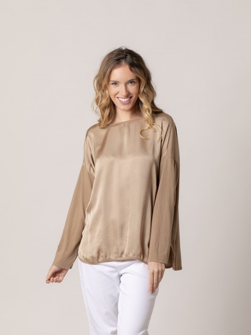Camiseta de raso en delantero Camel