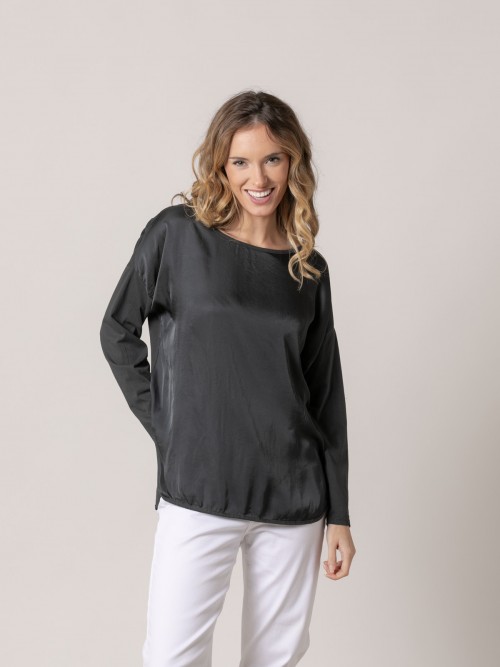 Camiseta de raso en delantero Gris Oscuro