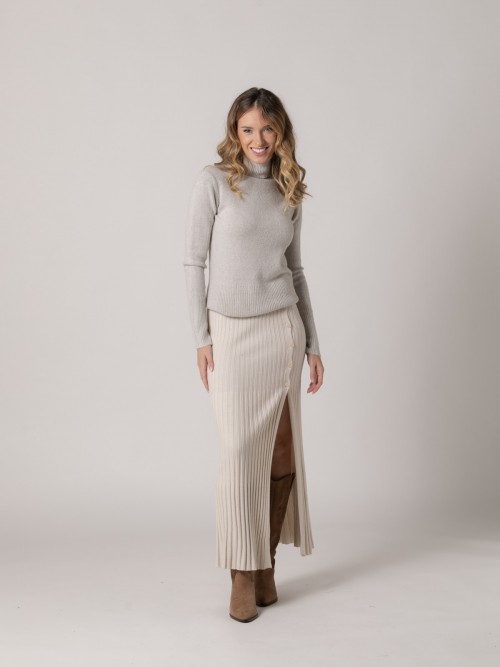Woman Must-have turtleneck sweater TAUPE CLARO
