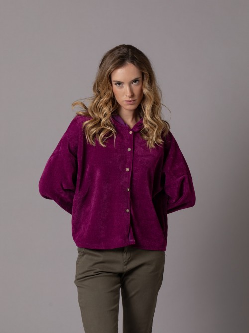 Woman Soft short hooded jacket Magenta