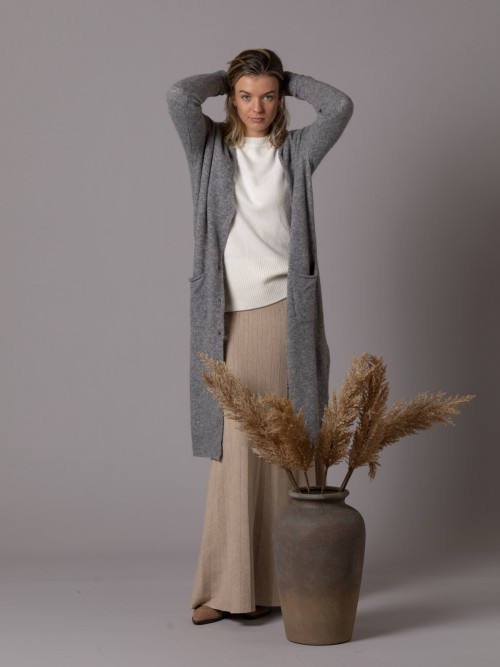 Woman Long jacket buttons down Grey