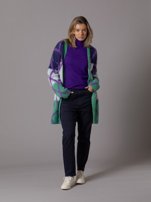 Woman Long rhombus jacket Violet