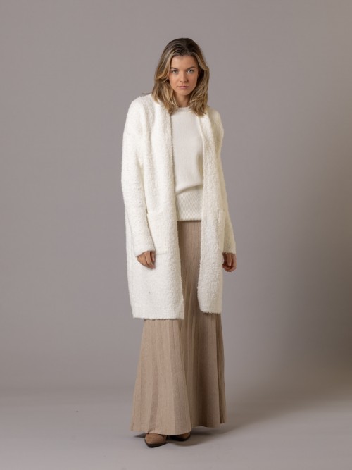 Woman Soft terry coat with pockets White