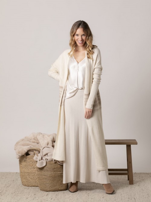 Woman Long fringe knitted coat Crudo