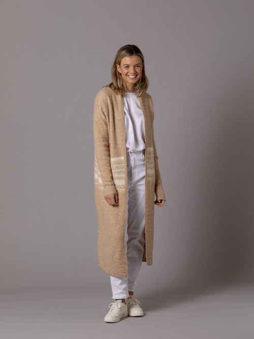 Woman Long fringe knitted coat Camel