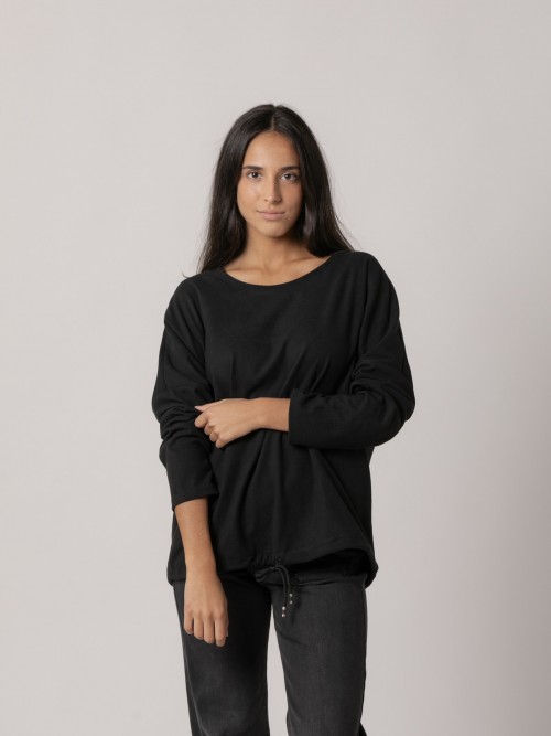 Woman Adjustable tech fleece sweater Black