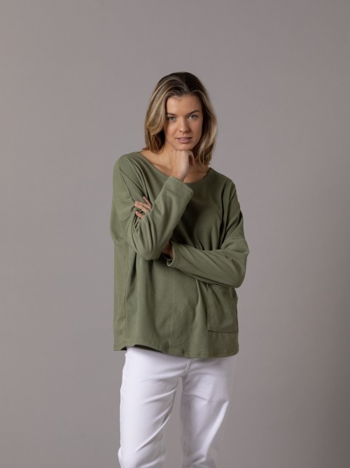 Woman Tech fleece sweater 1 pocket Khaki