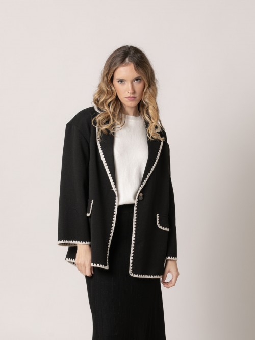 Woman Trimmed jacket Black