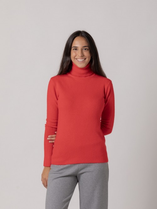 Woman Must-have turtleneck sweater rojo trendy