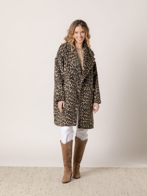 Woman Animal print coat Camel