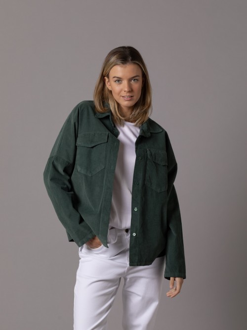 Camisa micropana con elastán Caqui