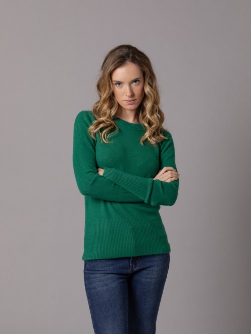 Woman Must soft round neck sweater verde esmeralda