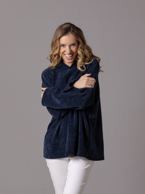 Woman Soft comfortable hooded sweatshirt Blue Navy