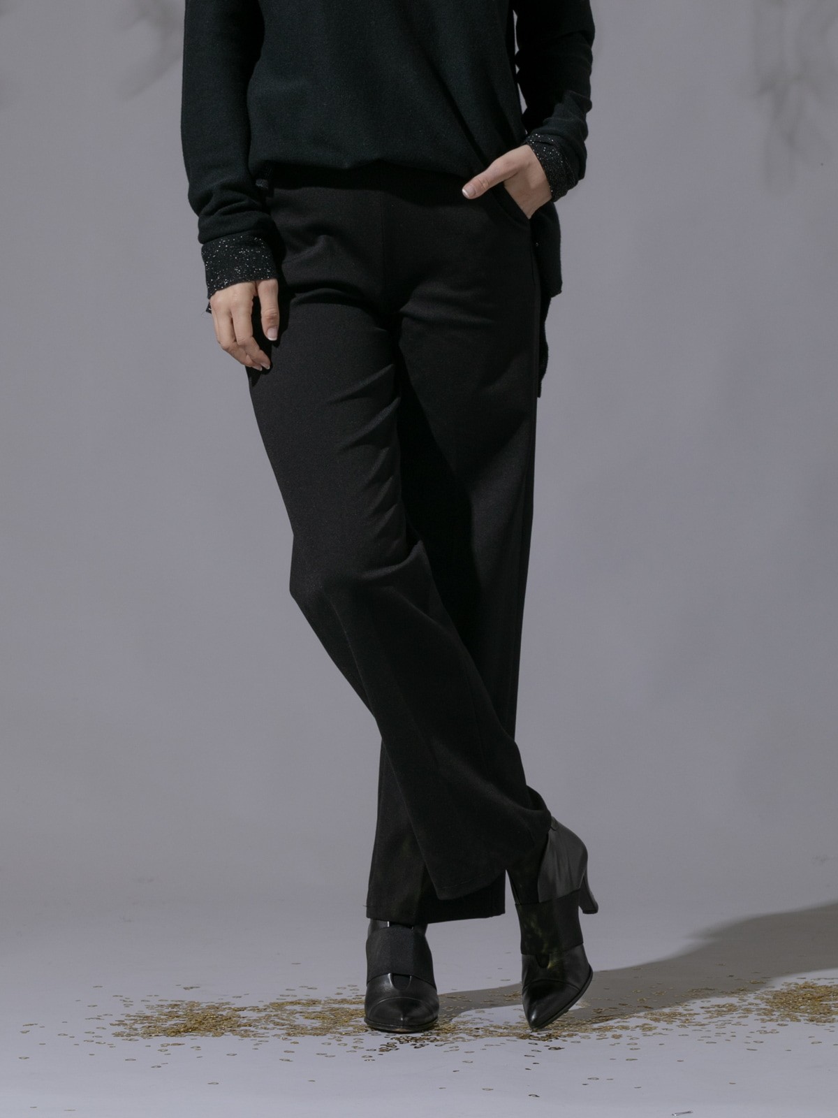 Woman Milan stitch wide leg pants Blackcolour
