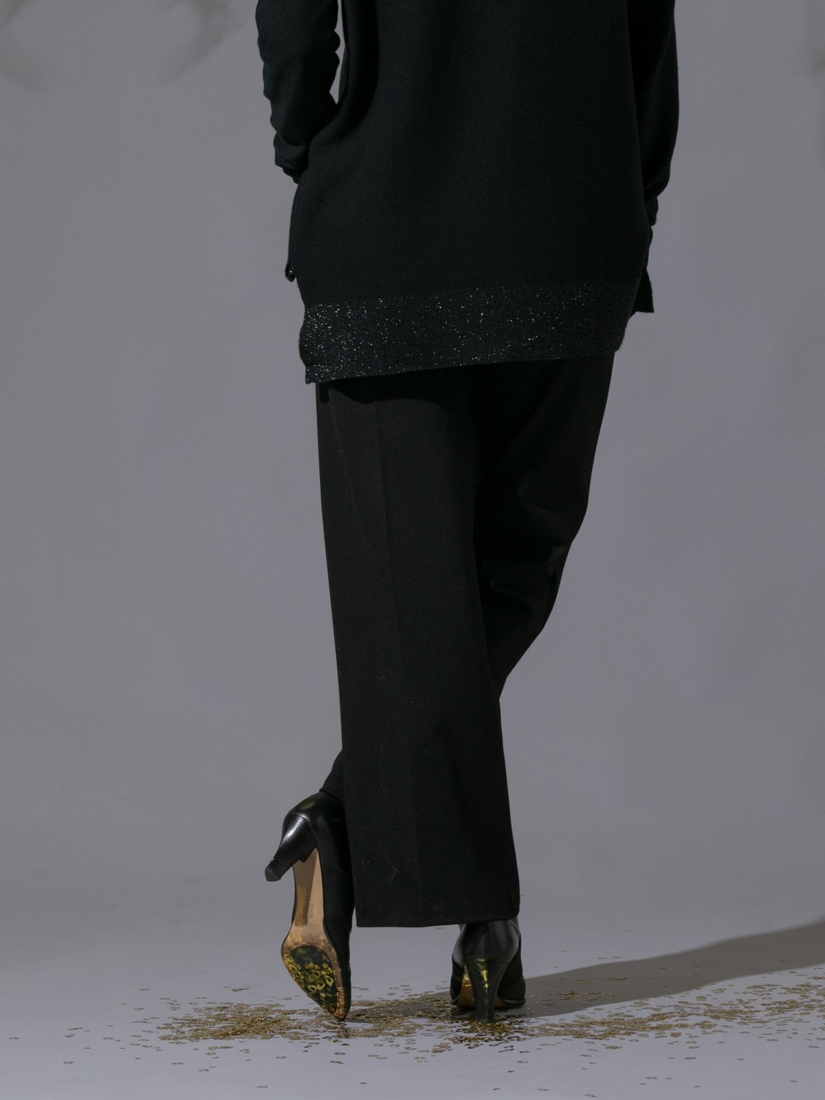 Woman Milan stitch wide leg pants Blackcolour