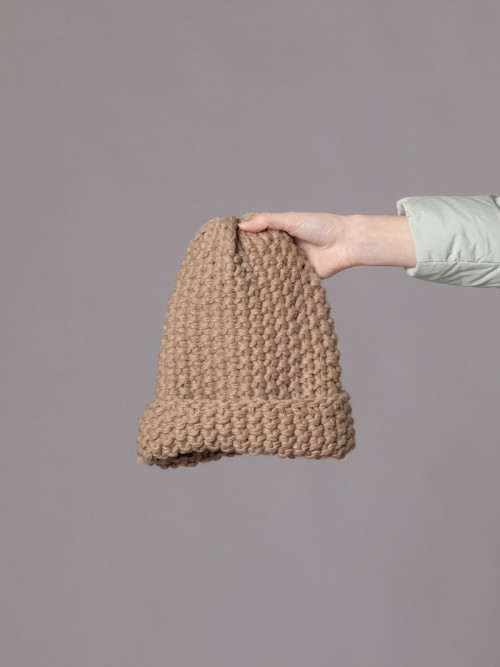 Woman Handmade knitted hat  Taupecolour