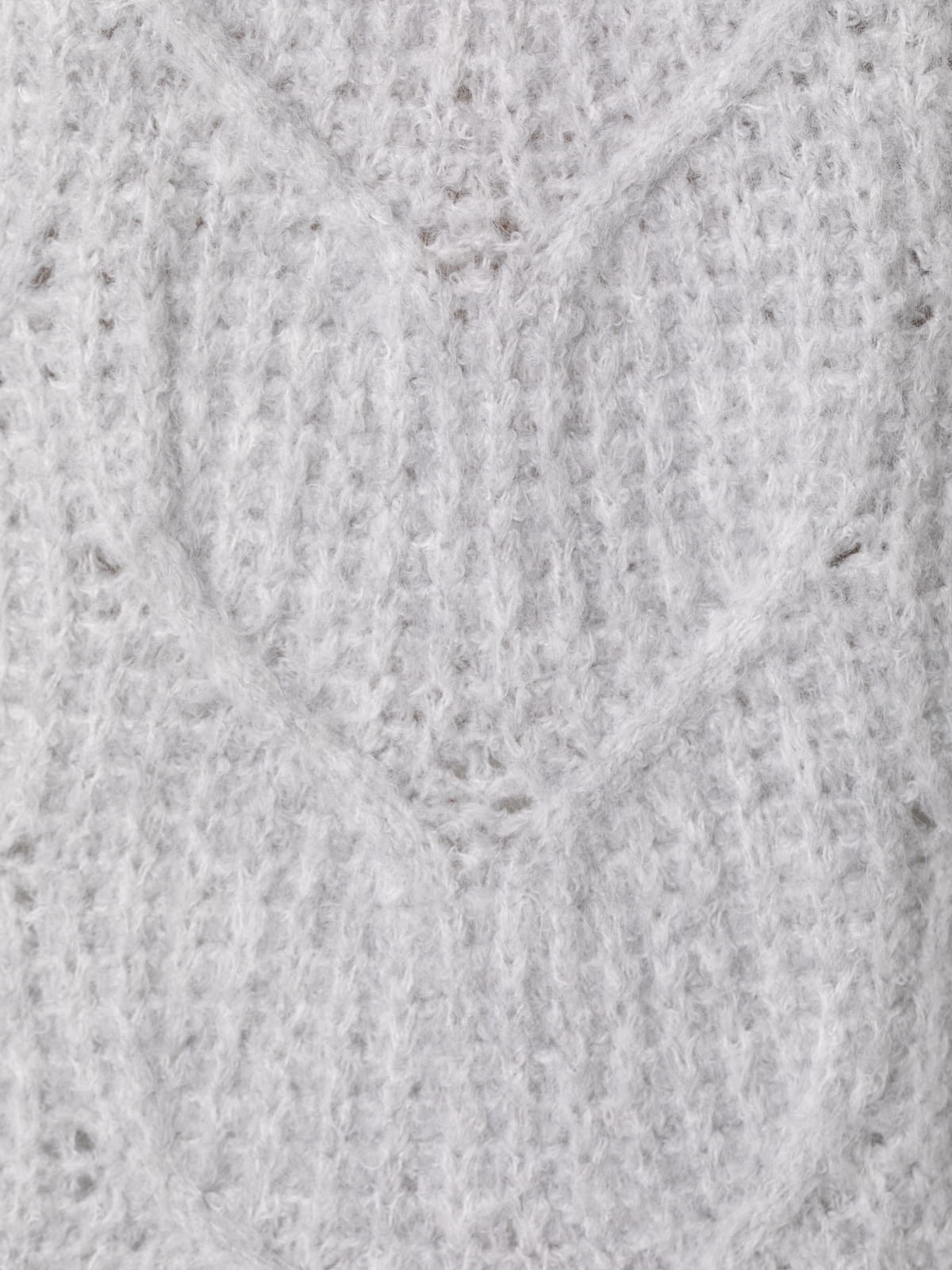 Woman Herringbone detail sweater with round neckline  Grey Clarocolour