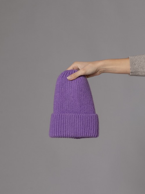 Woman Trendy knitted hat  Violetcolour