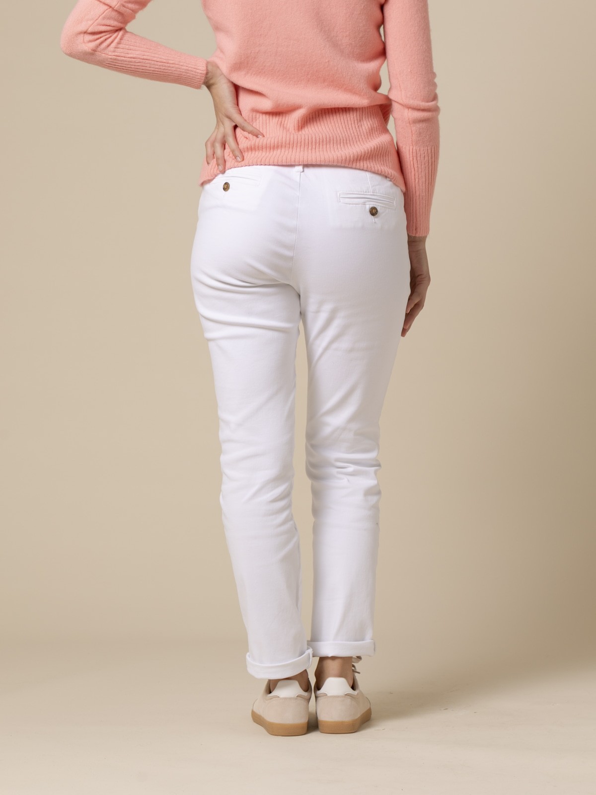 Pantalón chino best quality color Blanco