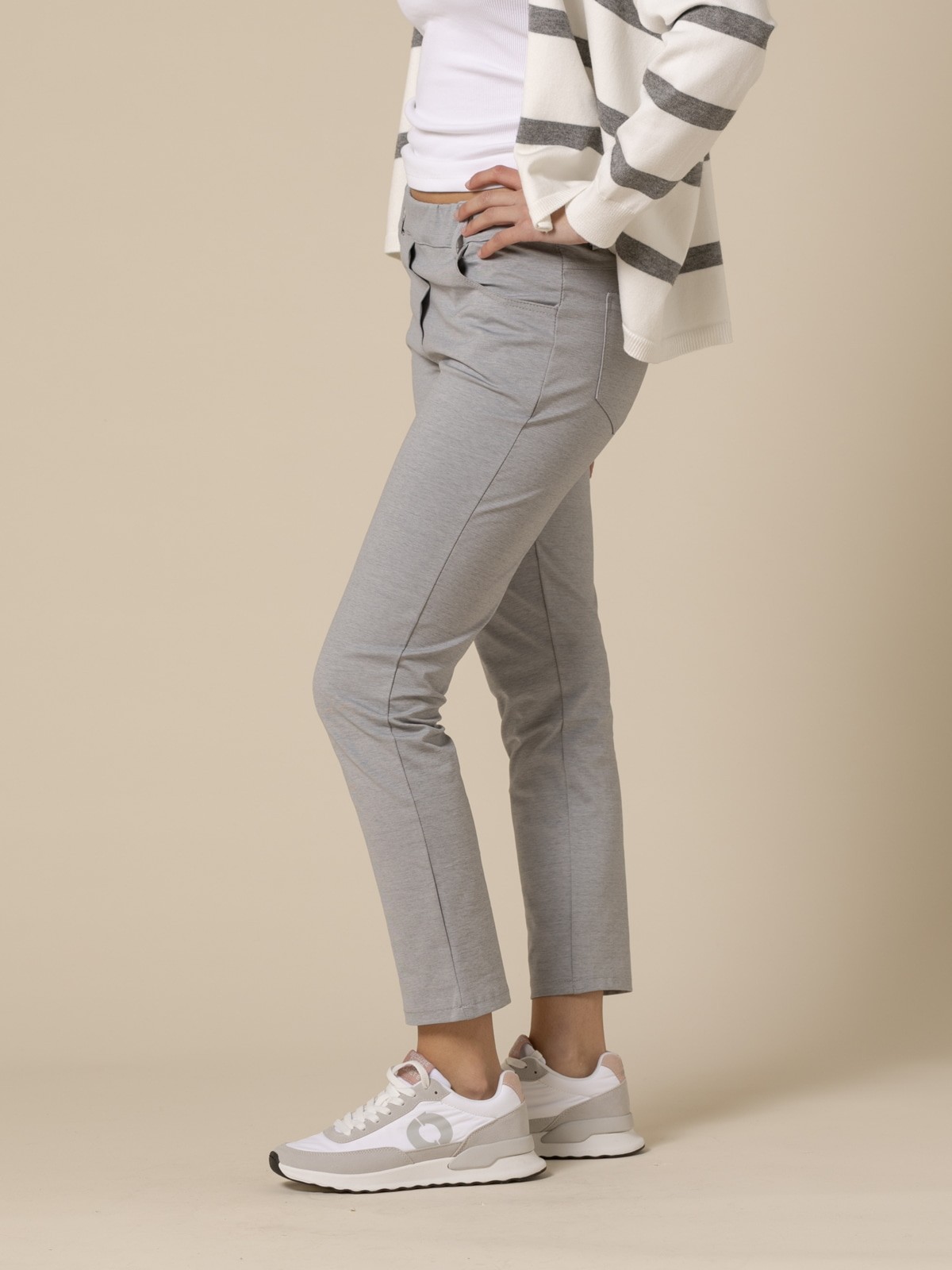 Woman Casual pants with 4 pockets elastic cotton  Grey Clarocolour