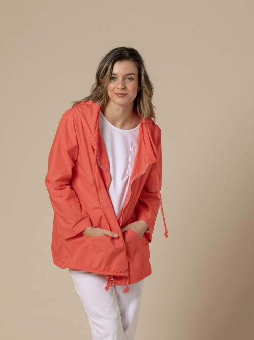 Woman Overcoat cotton 100% casual style  Coralcolour