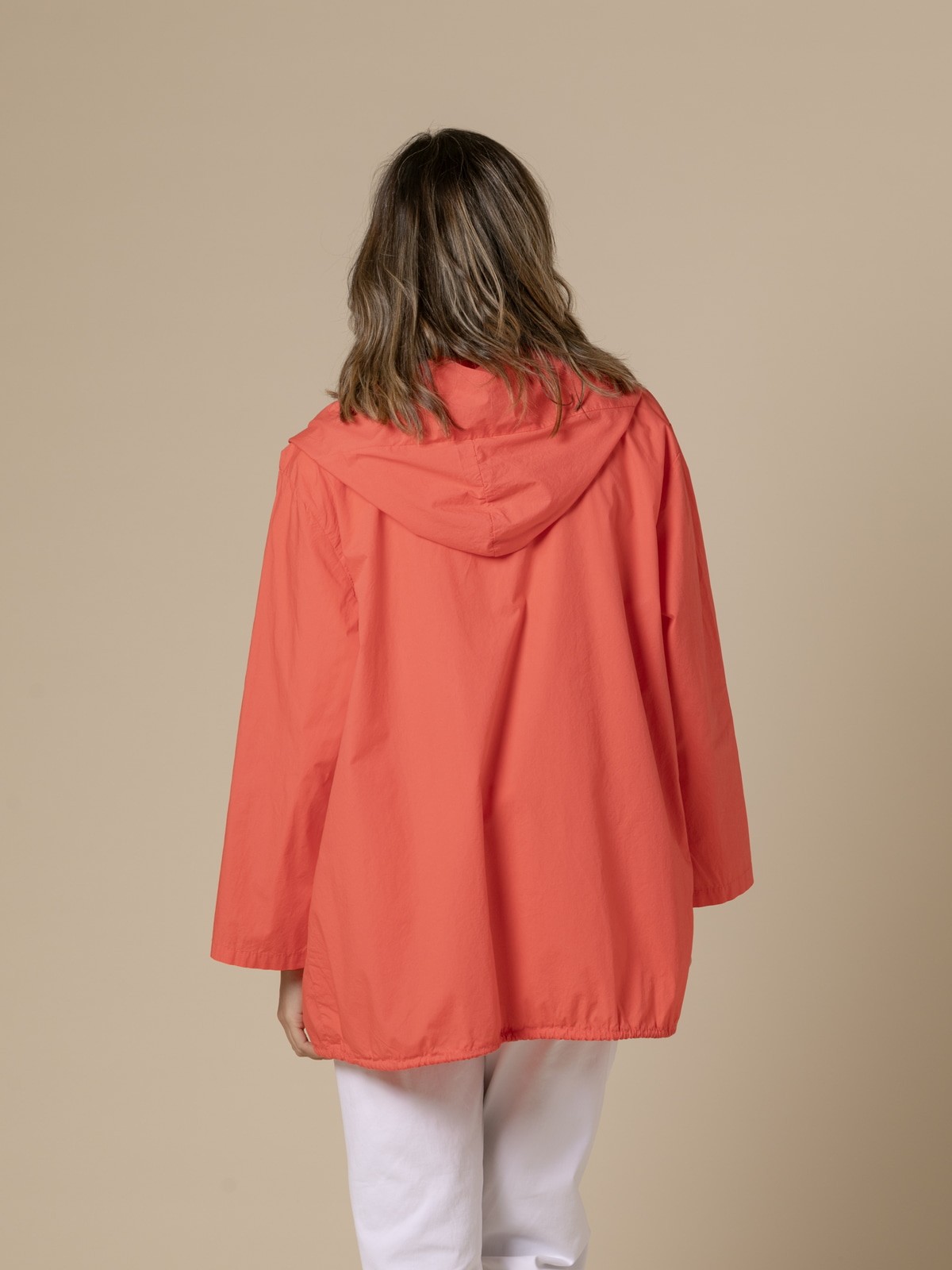 Woman Overcoat cotton 100% casual style  Coralcolour