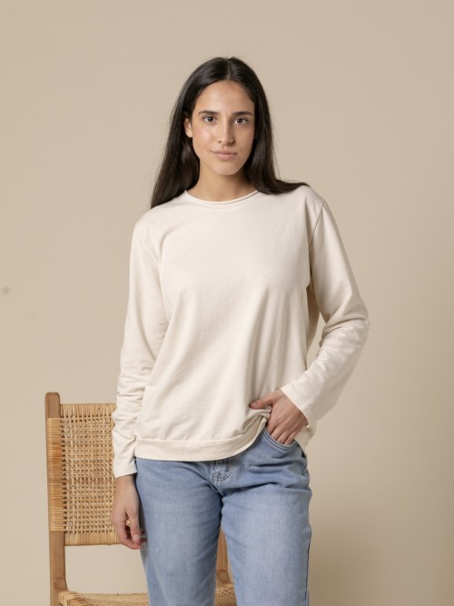 Woman 100% casual cotton plain sweater  Crudocolour