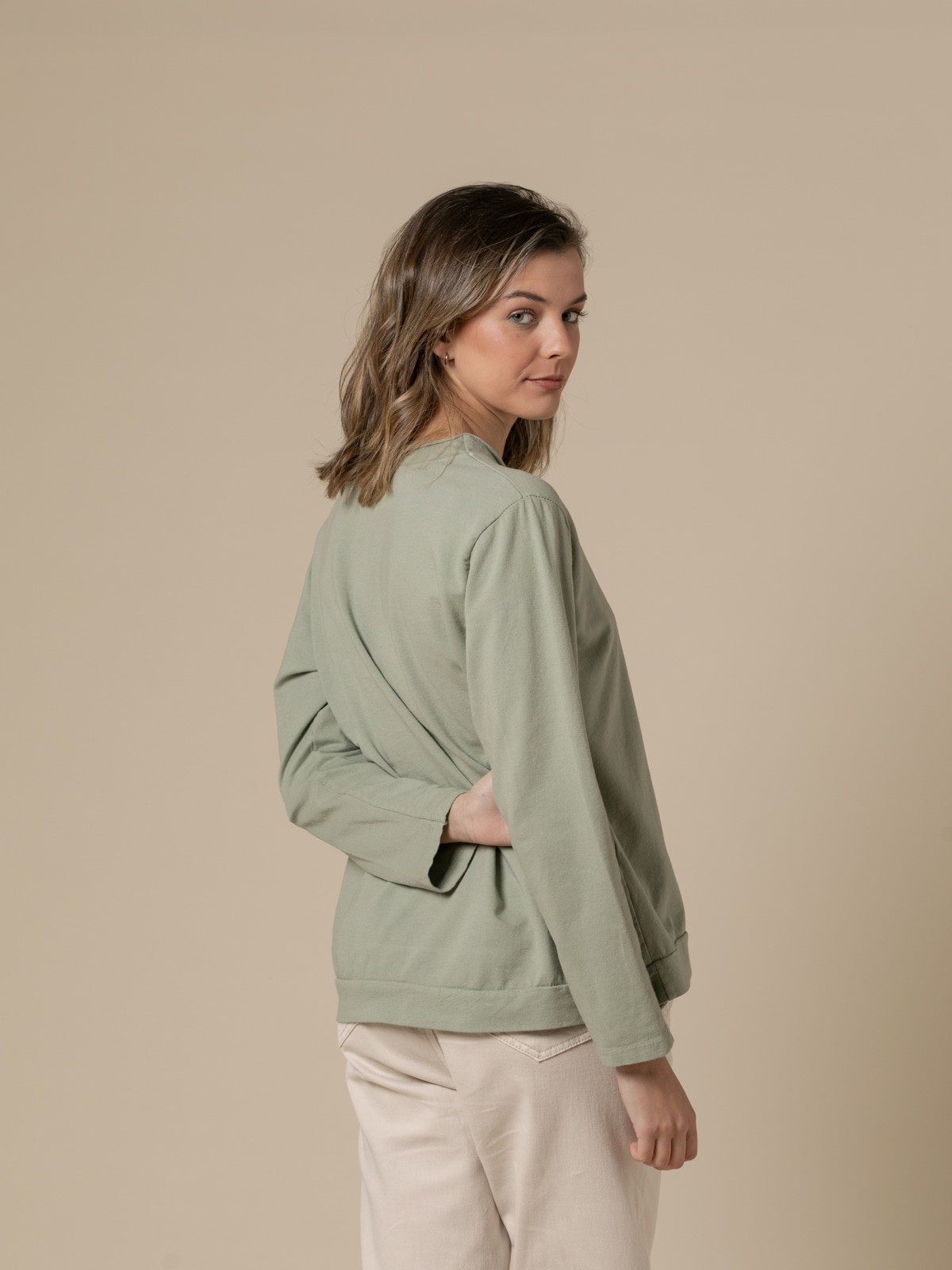 Jersey liso de algodón 100% casual color Verde