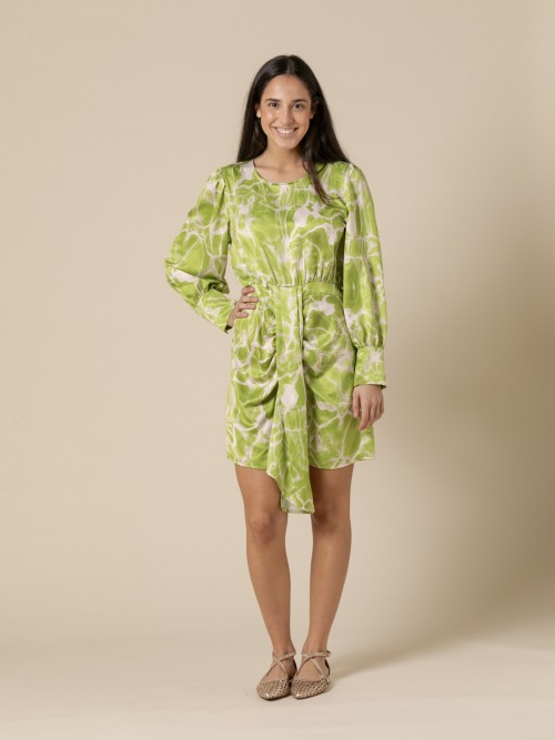 Woman Long sleeve printed dress  Greencolour