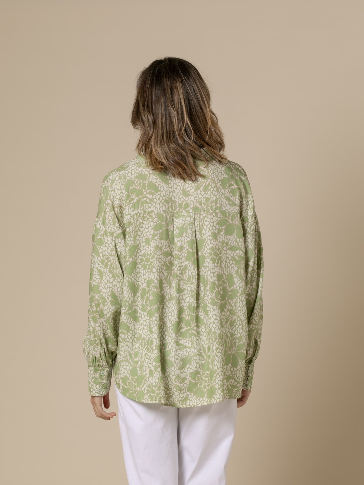 Woman Printed satin shirt  Greencolour
