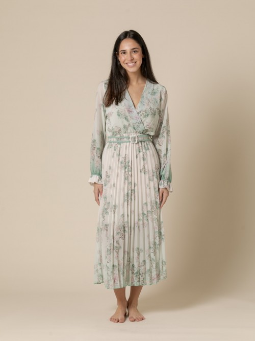 Woman Long printed dress  Greencolour