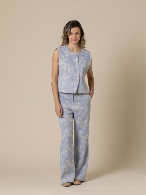 Woman Embroidered pants  Bluecolour