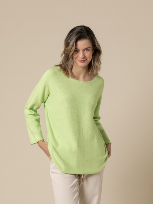 Woman Basic cashmere boat neck sweater like touch  Limacolour
