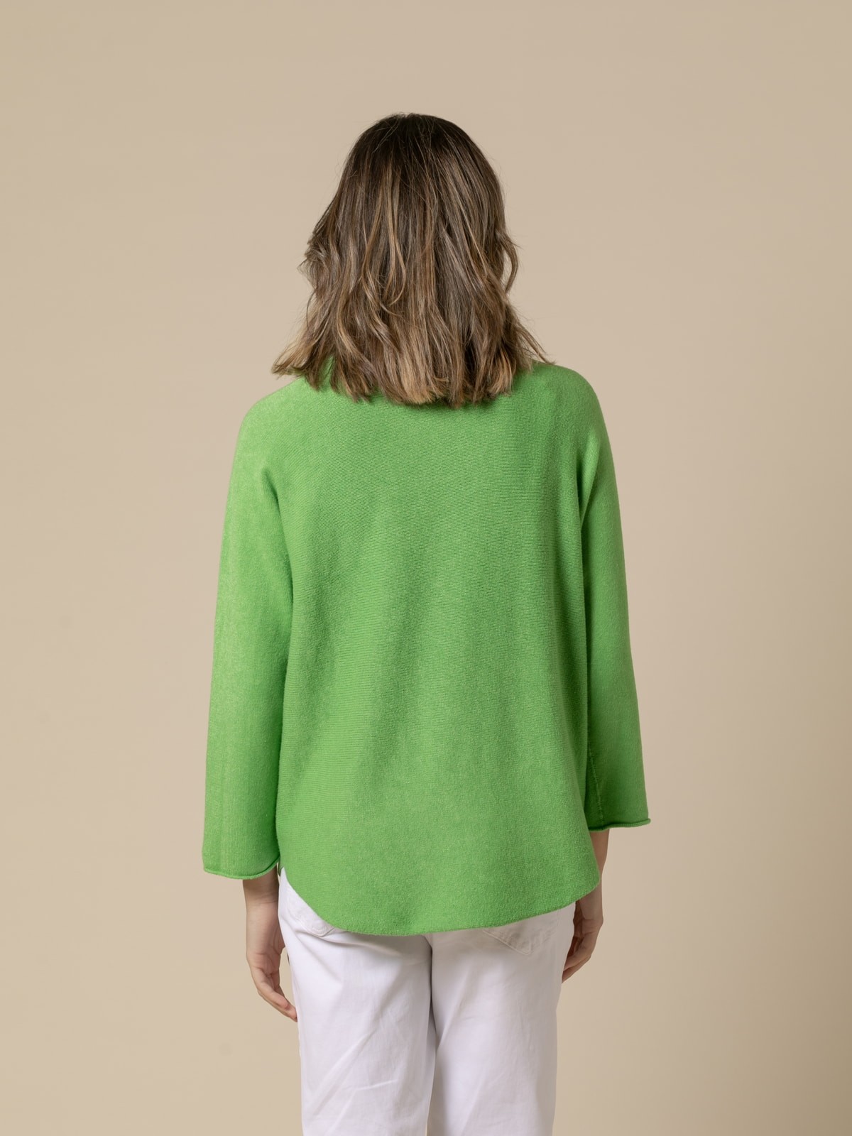 Jersey basic cuello alto cachemire touch color Verde claro
