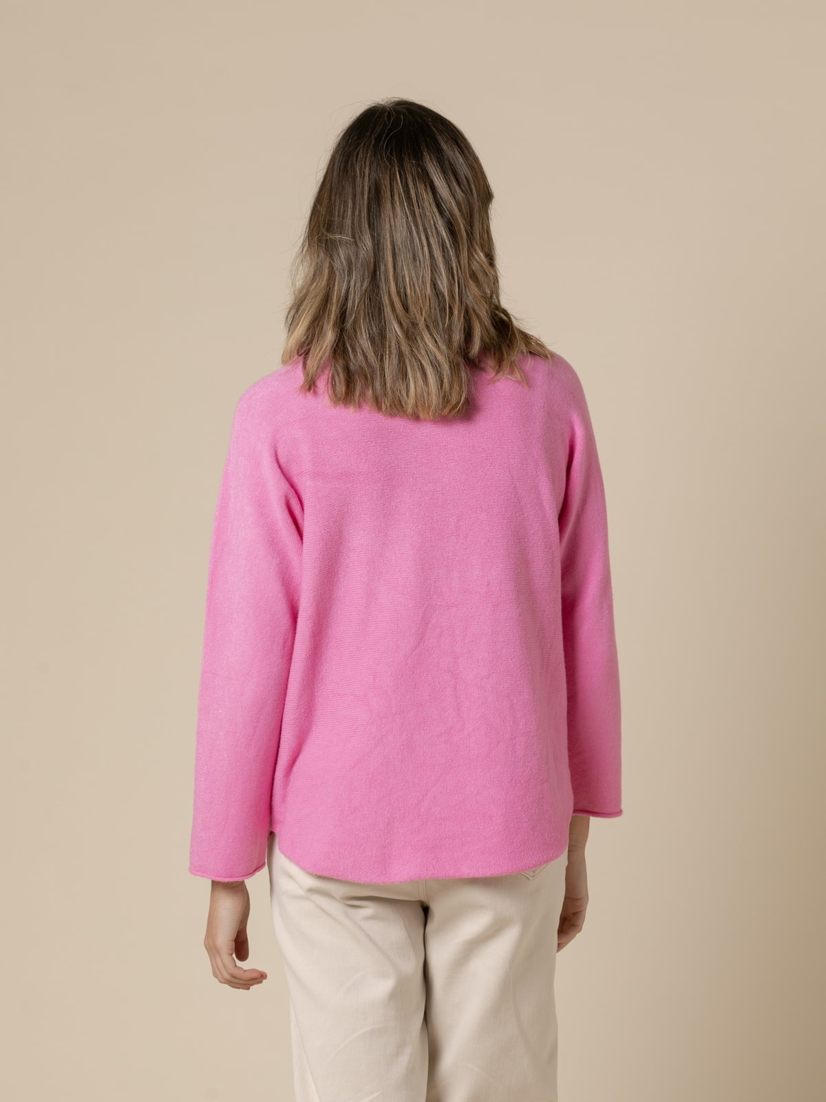 Woman Basic high neck cashmere touch sweater  Fuchsiacolour