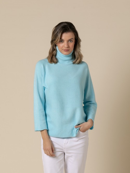 Woman Basic high neck cashmere touch sweater  Tiffanycolour