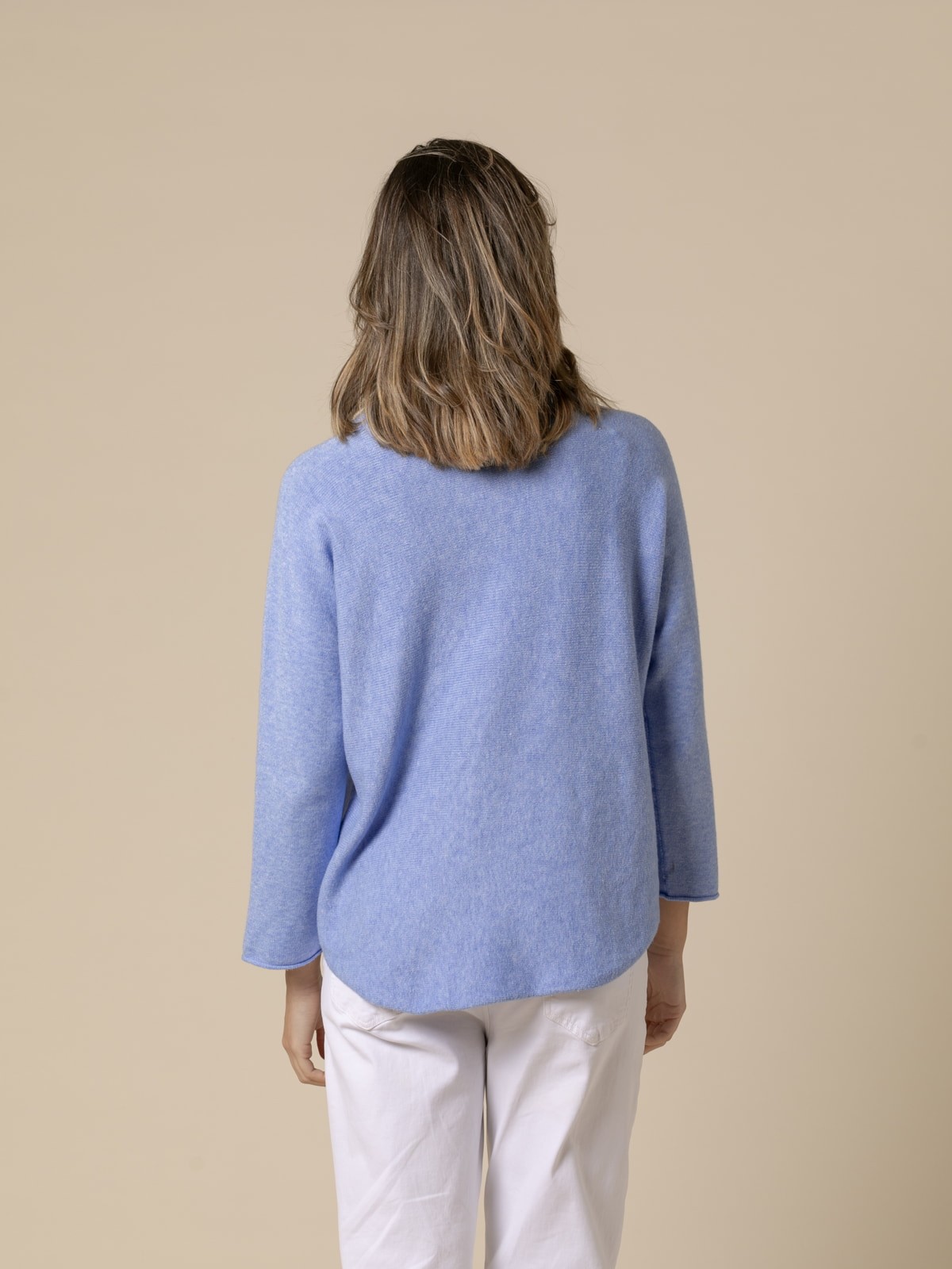 Woman Basic high neck cashmere touch sweater  Blue Lavandacolour