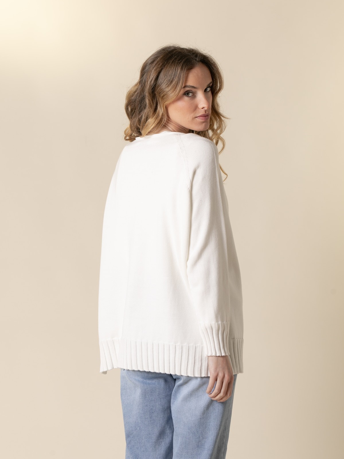 Woman Rita oversized 100% cotton knit jacket  Marfilcolour
