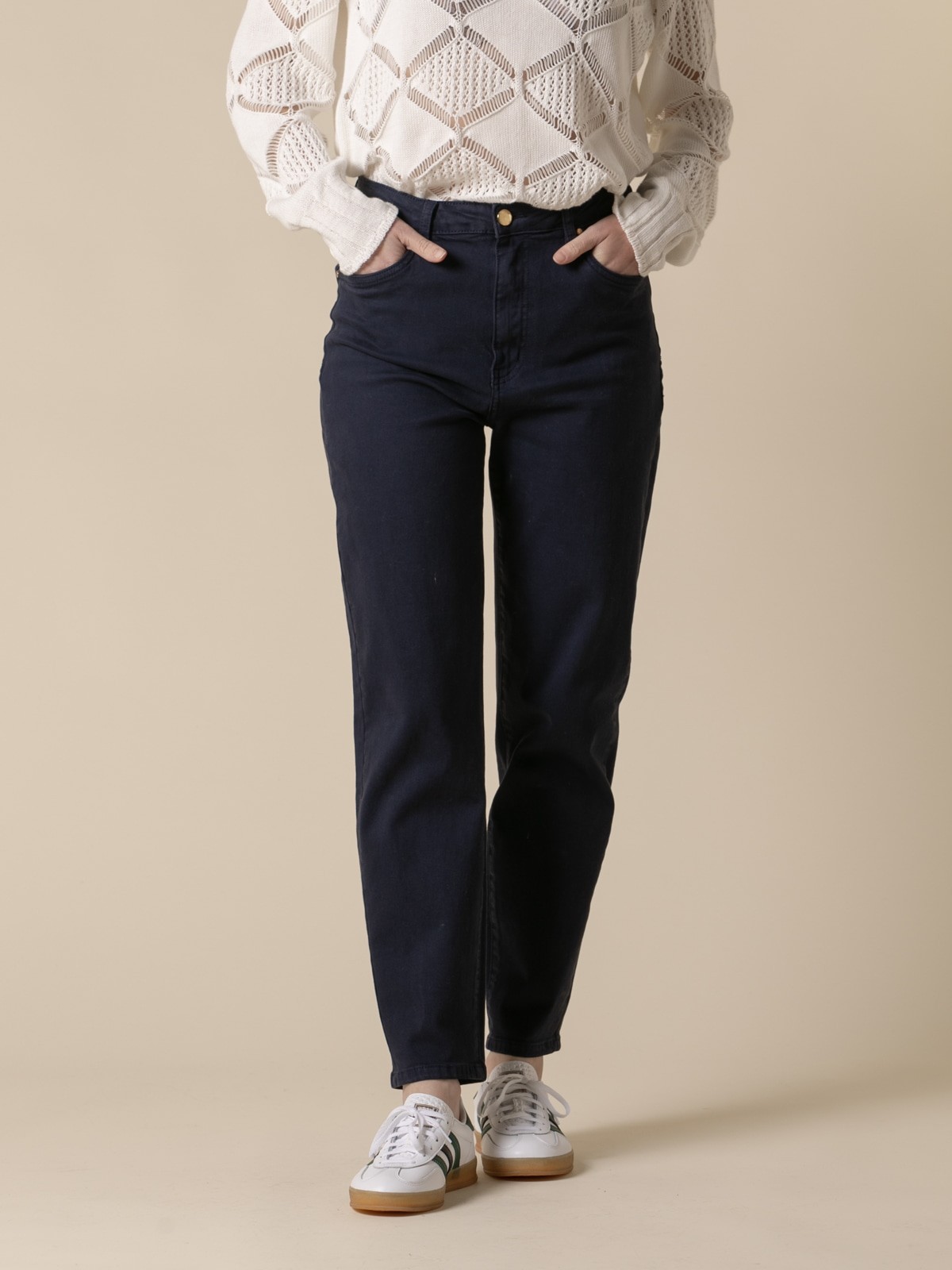 Woman Best quality mom fit trousers Blue Navycolour