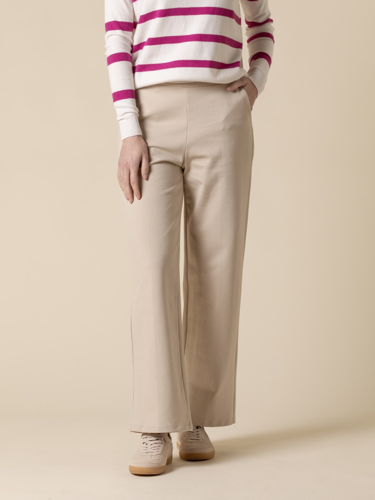 Woman Wide leg culotte pants in comfort plus fabric  Beige Clarocolour