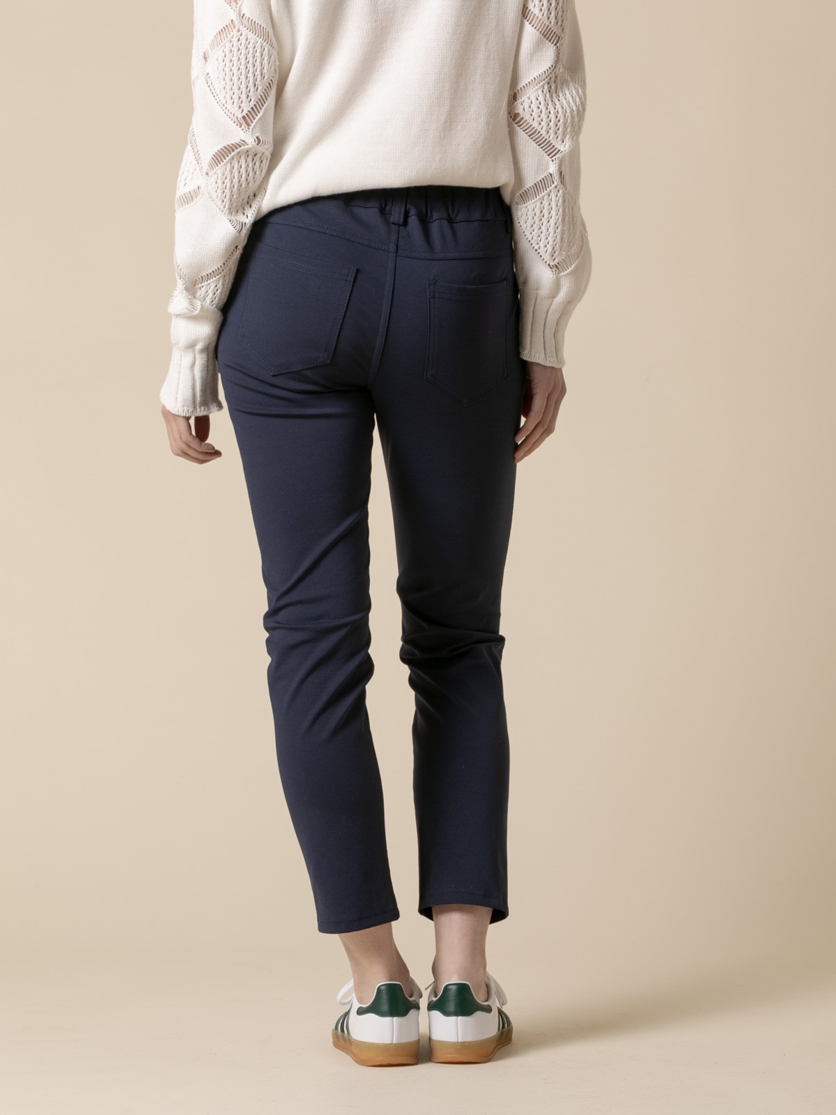Woman Casual pants with 4 pockets elastic cotton  Blue Navycolour