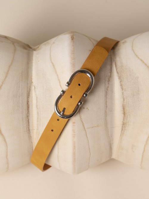 Woman Double buckle belt  Amarillocolour