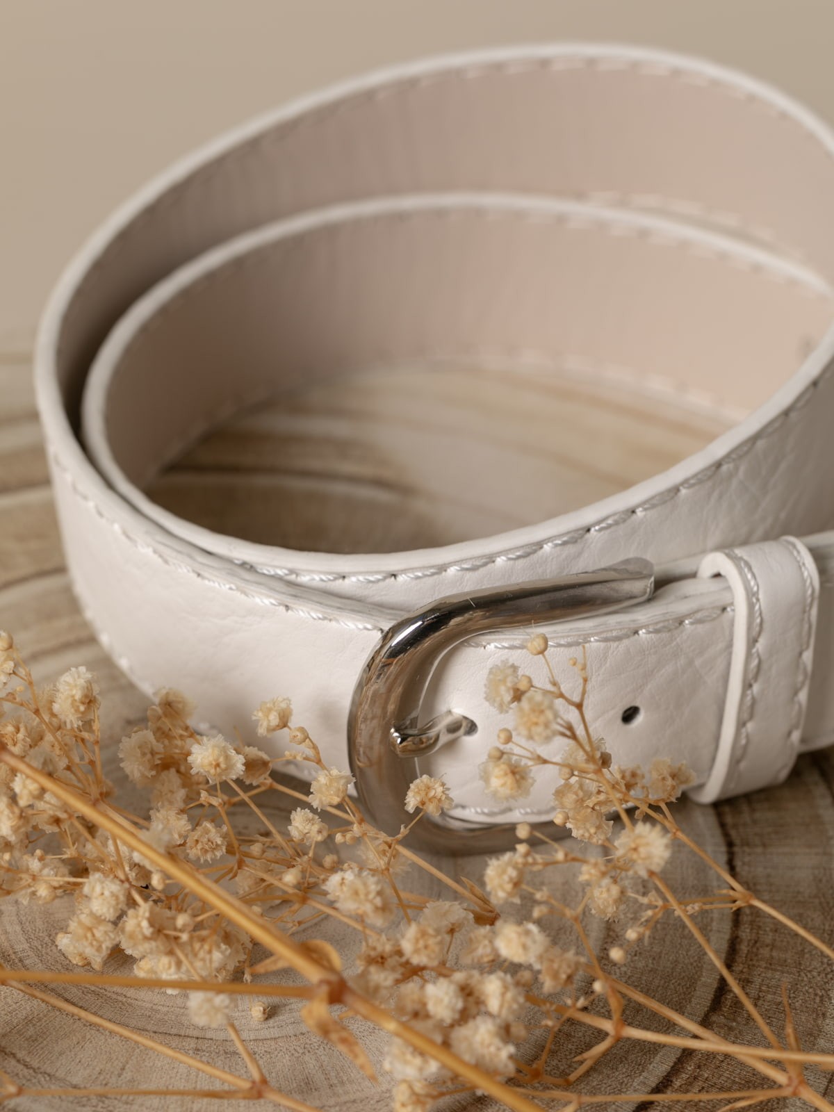 Woman Basic silver buckle belt  Whitecolour