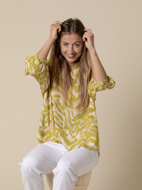 Woman Animal print blouse  Pistachocolour