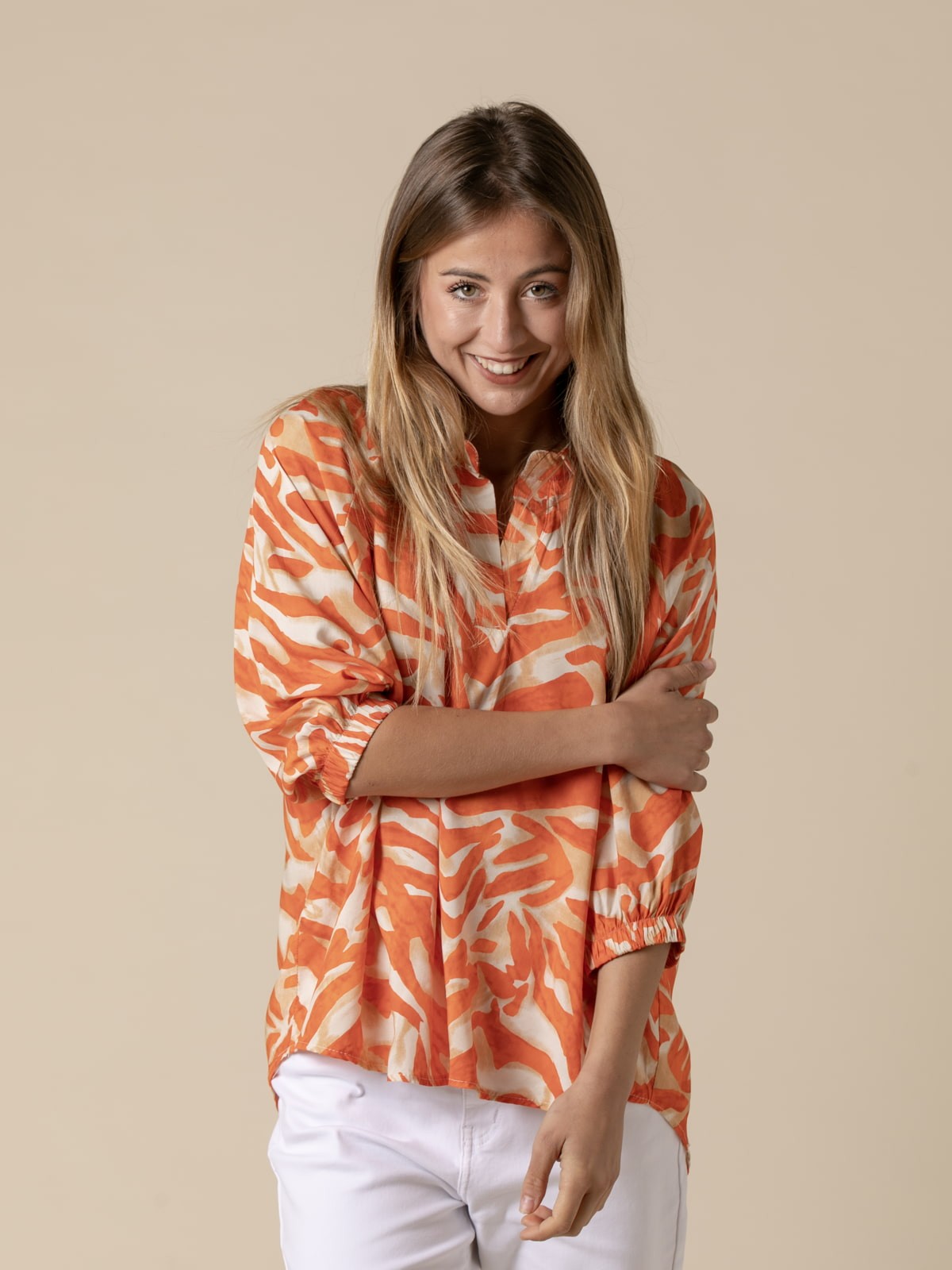 Woman Animal print blouse  Orangecolour