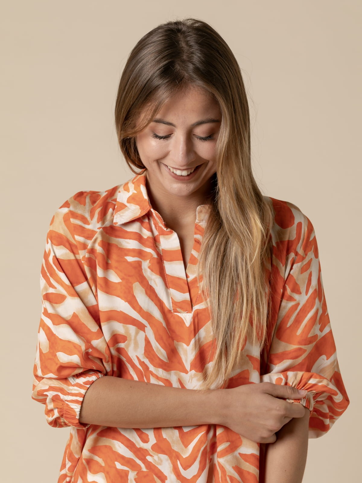 Woman Animal print blouse  Orangecolour
