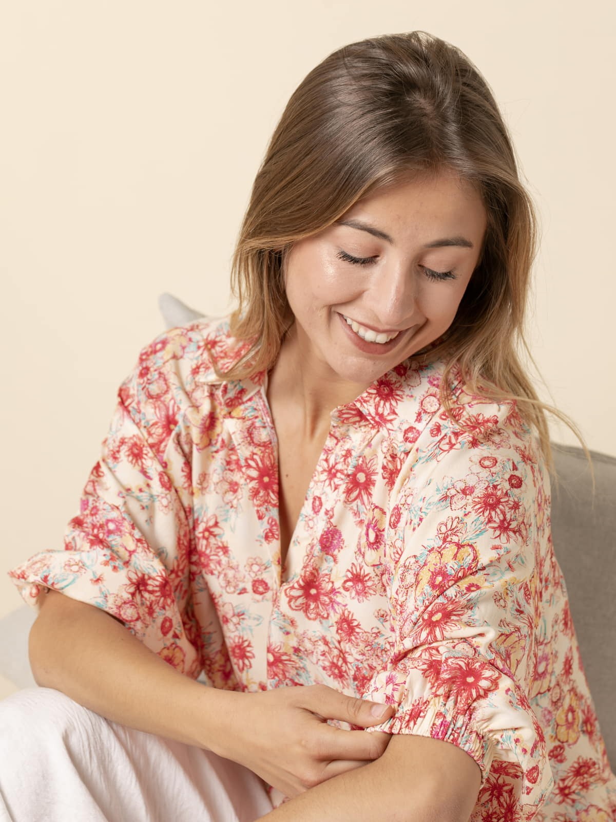 Woman Flower print blouse  Redcolour