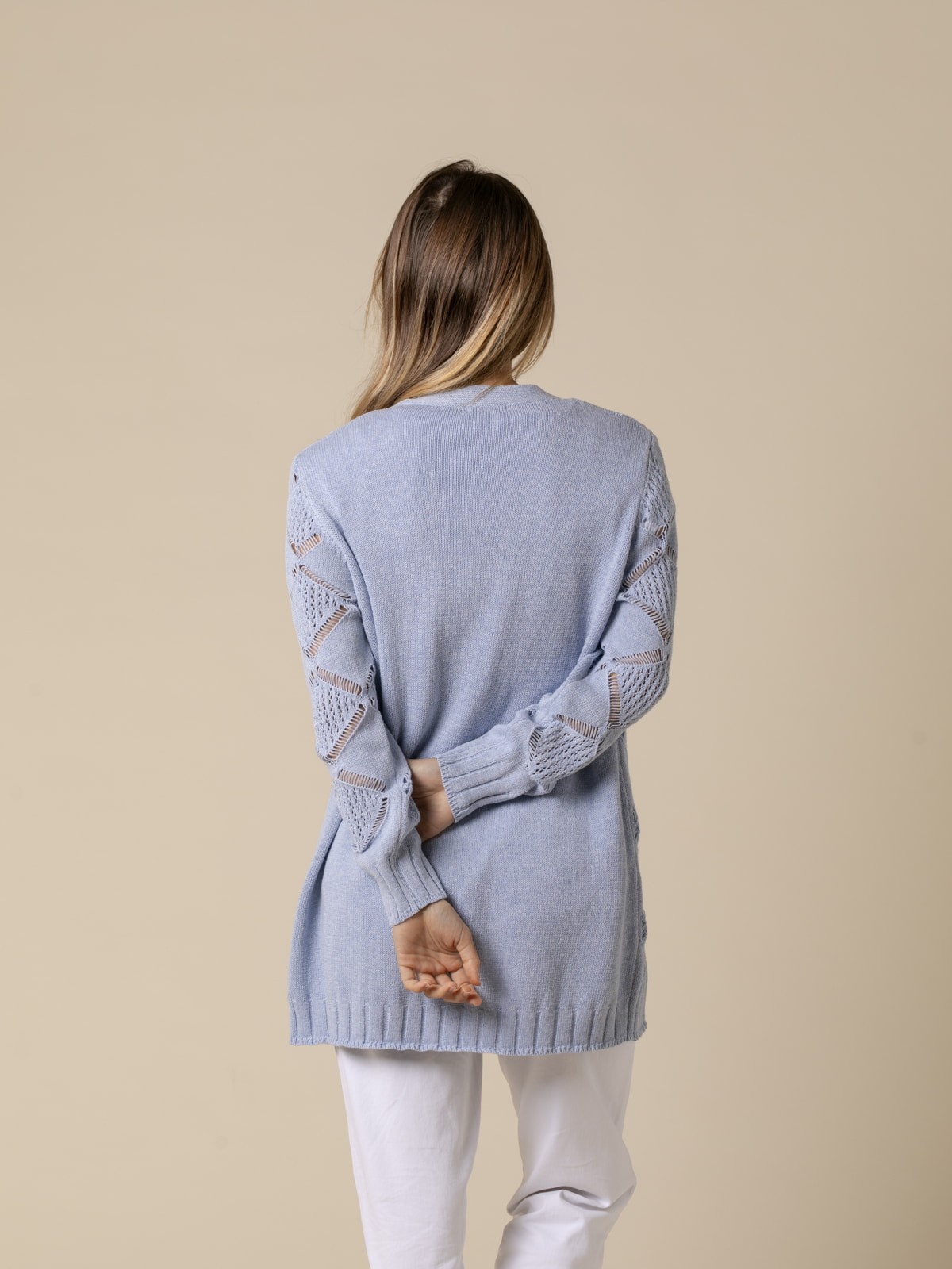 Woman Laura long jacket with matching drawing  Blue Clarocolour